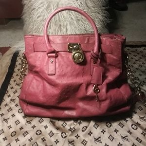 Michael kors ostrich pink Hamilton tote